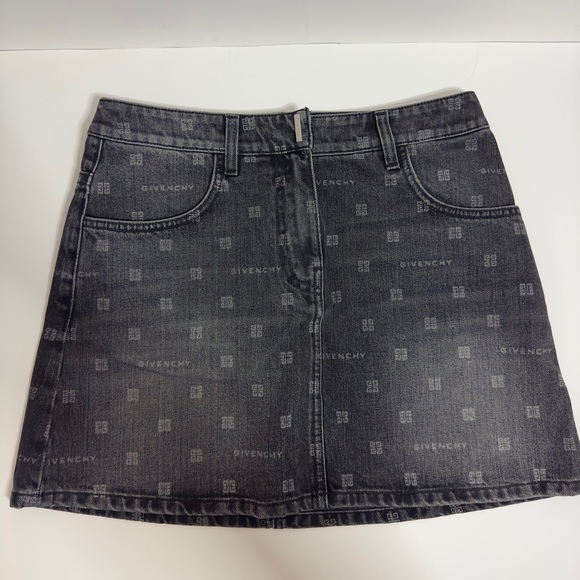 GIVENCHY MONOGRAM-PATTERN DENIM SKIRT SIZE 36 - Picture 3 of 11